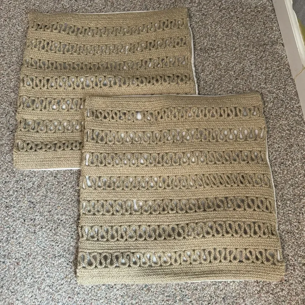 Annie Selke Fresh American Woven Rattan Indoor Outdoor Pillowcase Covers 22x22